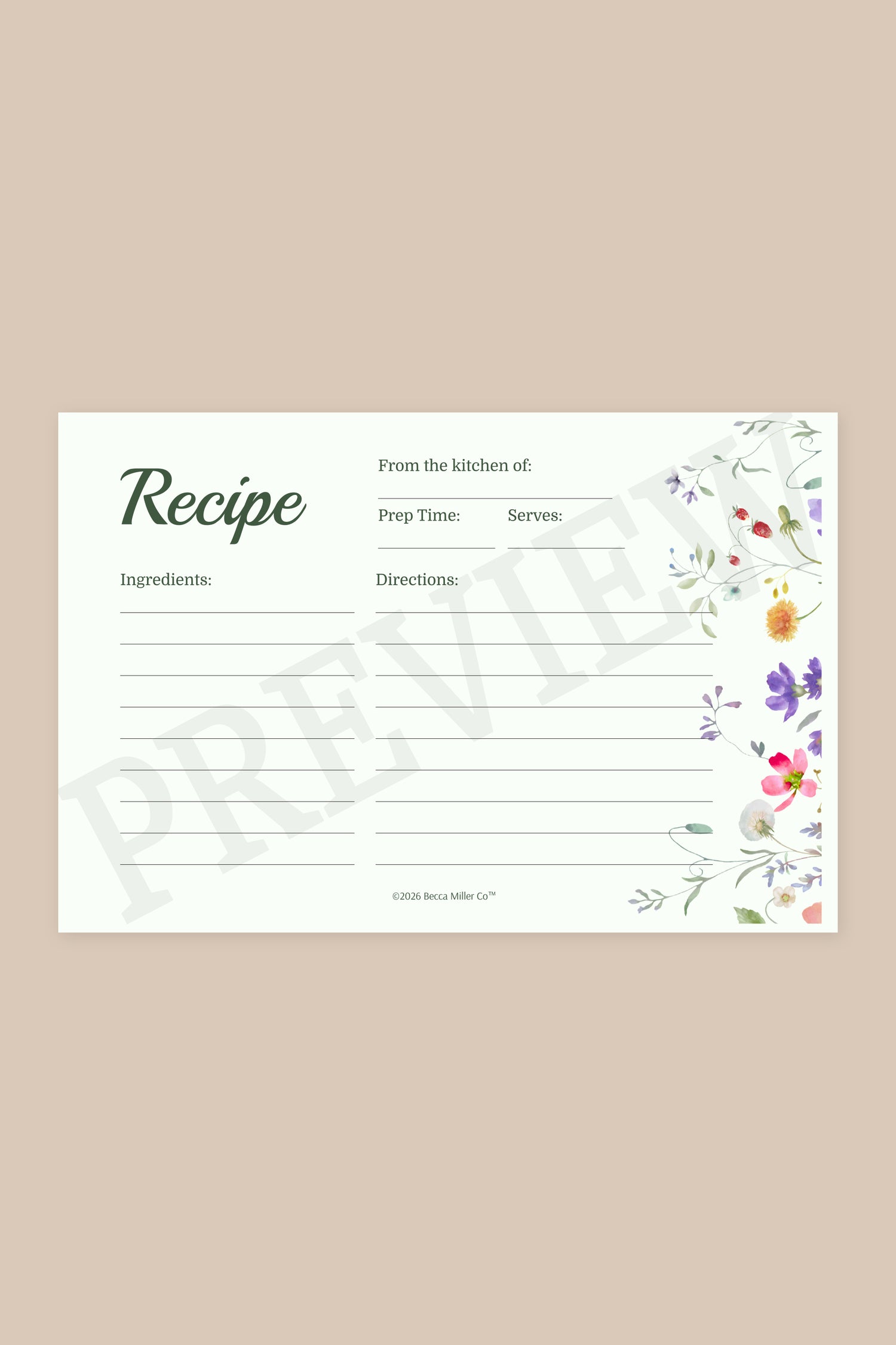Printable Recipe Cards