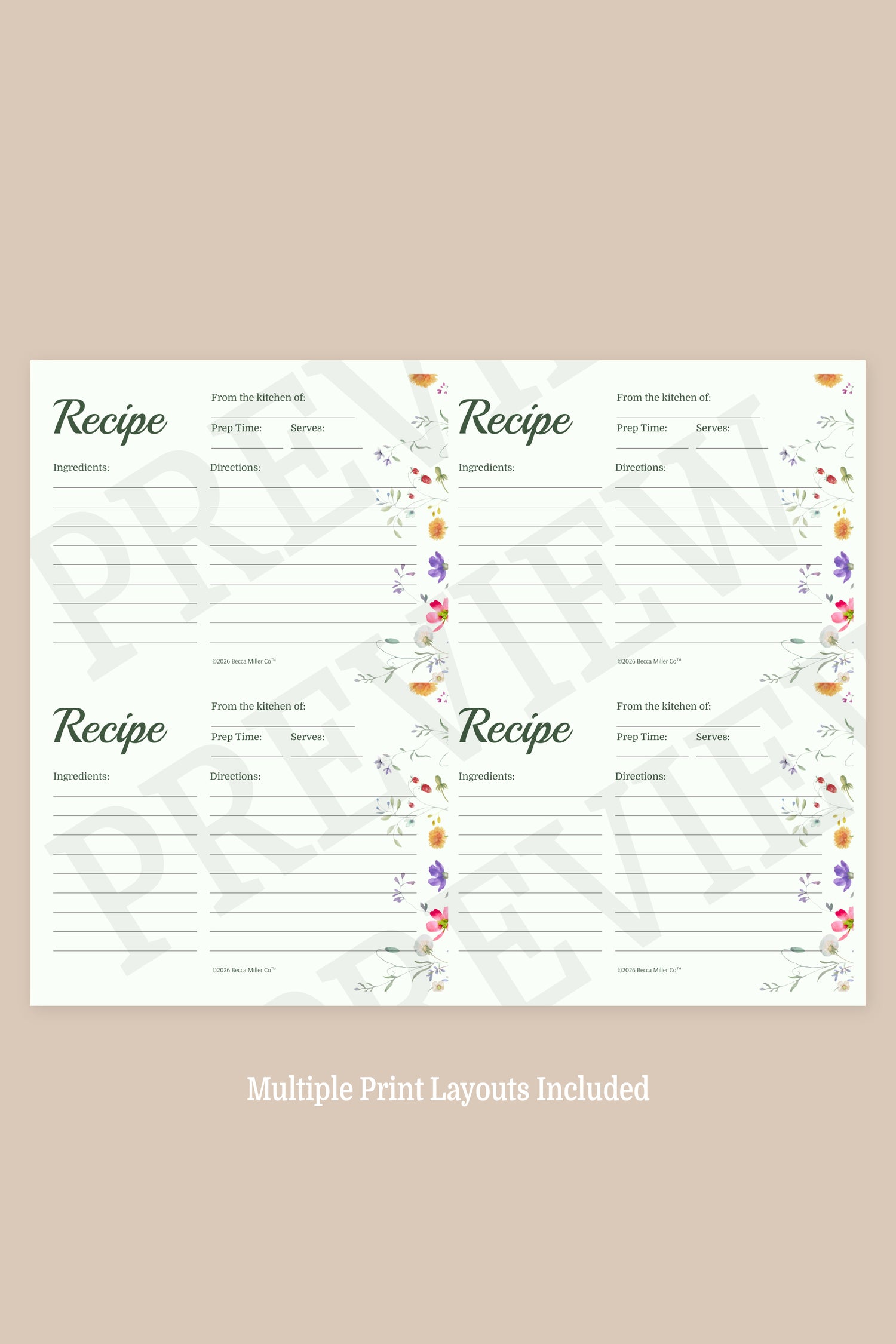 Printable Recipe Cards